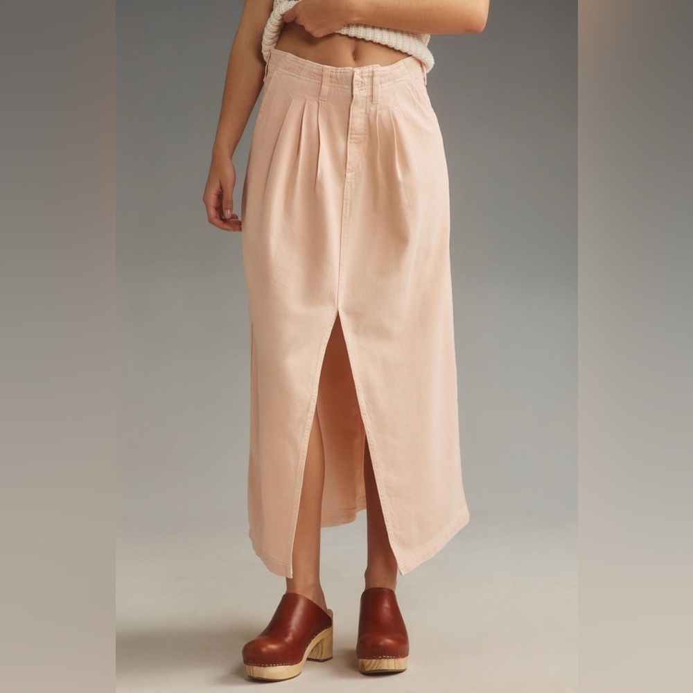 NWT Size 16 - Anthropologie Pilcro Slouchy Trouser Maxi Skirt in pale pink - Picture 2 of 16